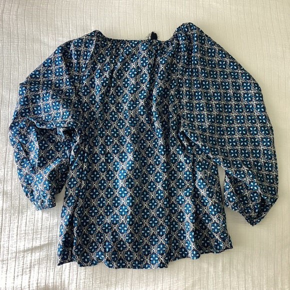 Lane Bryant NWT Boho Peasant Blouse Balloon sleeves SZ 24 Blue Paisley Hippie - Picture 5 of 11